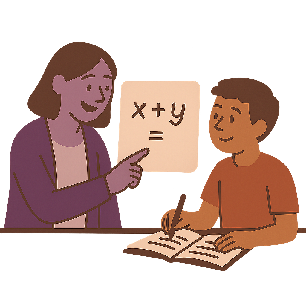 Tutor teaching student